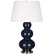 Triple Gourd 32.75 inch 150.00 watt Midnight Blue Table Lamp Portable Light in Antique Silver