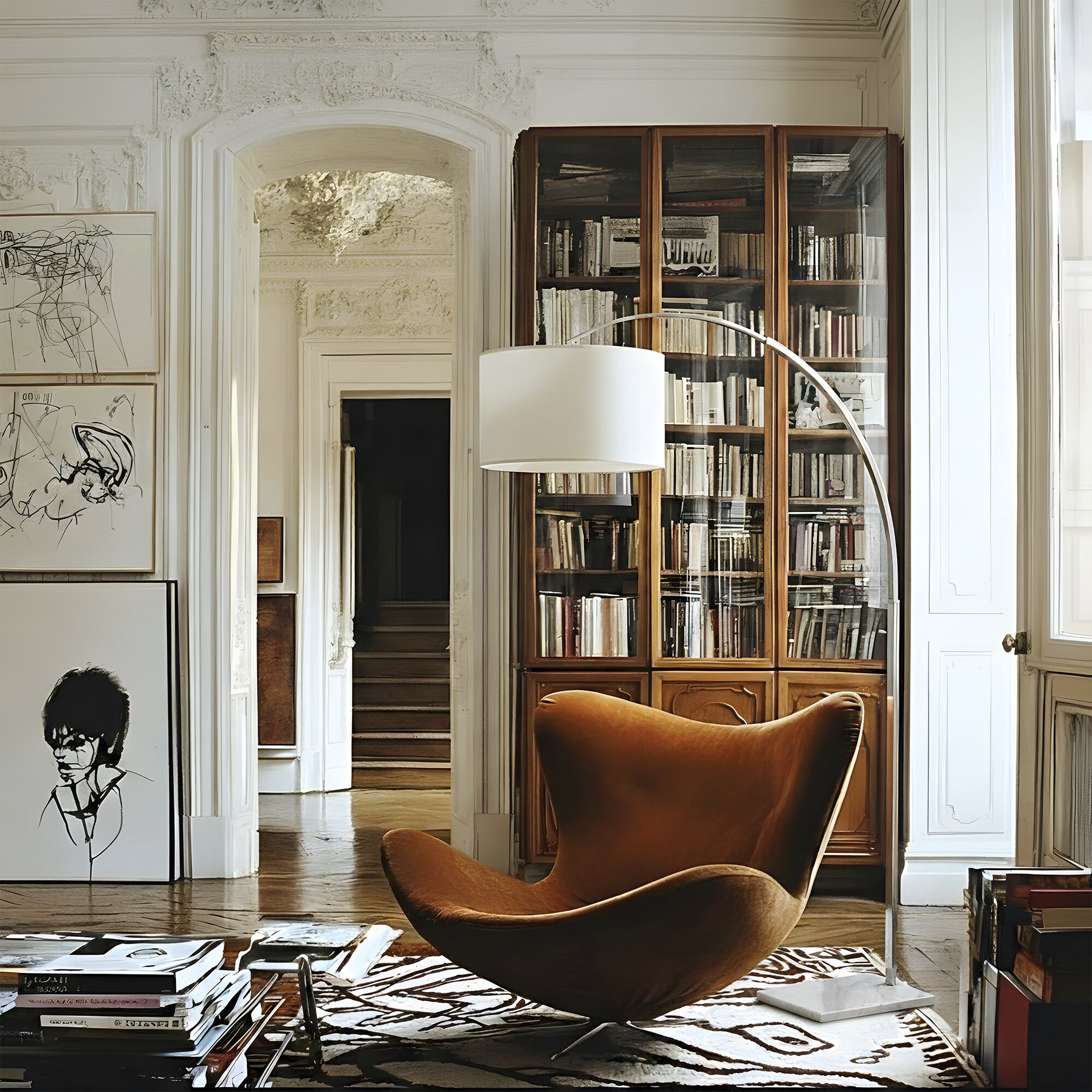 Archer 81 inch 150 watt Polished Nickel Floor Lamp Portable Light