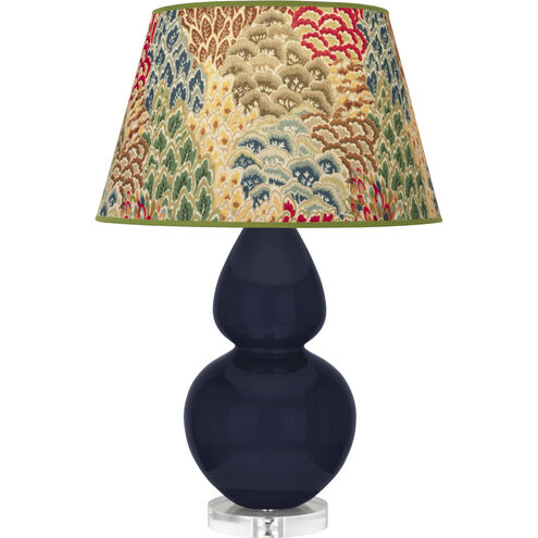 Double Gourd 30 inch 150.00 watt Midnight Blue Glazed Ceramic with Lucite Base Table Lamp Portable Light in Fall Floral