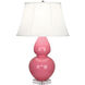 Double Gourd 30 inch 150.00 watt Schiaparelli Pink Table Lamp Portable Light in Ivory Silk