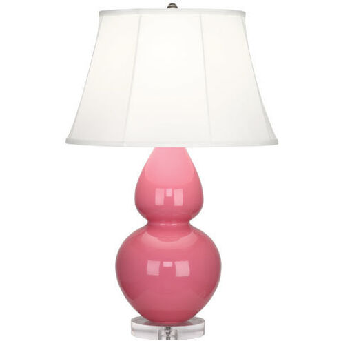 Double Gourd 30 inch 150.00 watt Schiaparelli Pink Table Lamp Portable Light in Ivory Silk