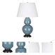 Double Gourd 31 inch 150 watt Steel Blue Glazed Ceramic with Deep Patina Bronze Table Lamp Portable Light in Pearl Dupioni