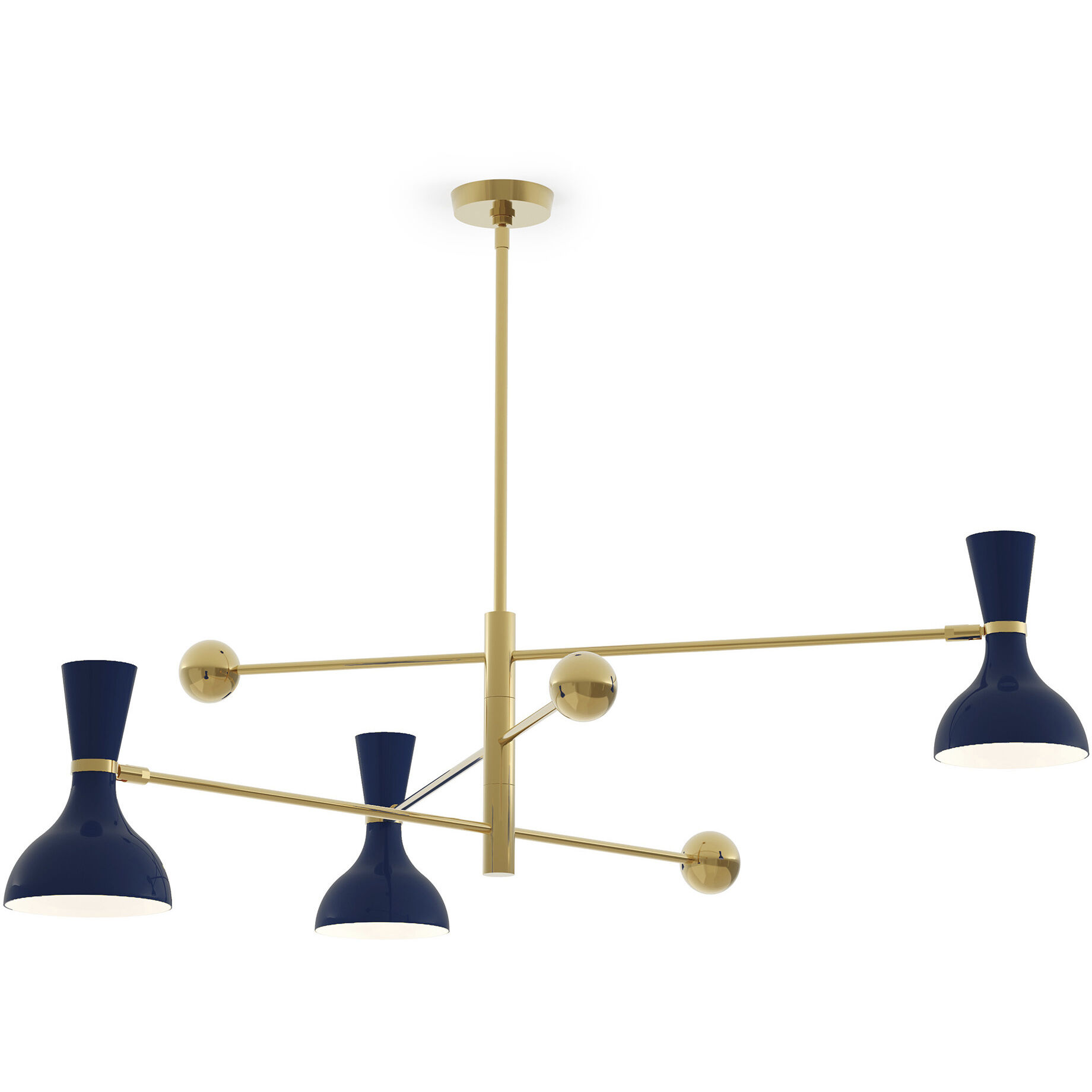 Clare 3 Light 55 inch Midnight Blue with Modern Brass Pendant Ceiling Light