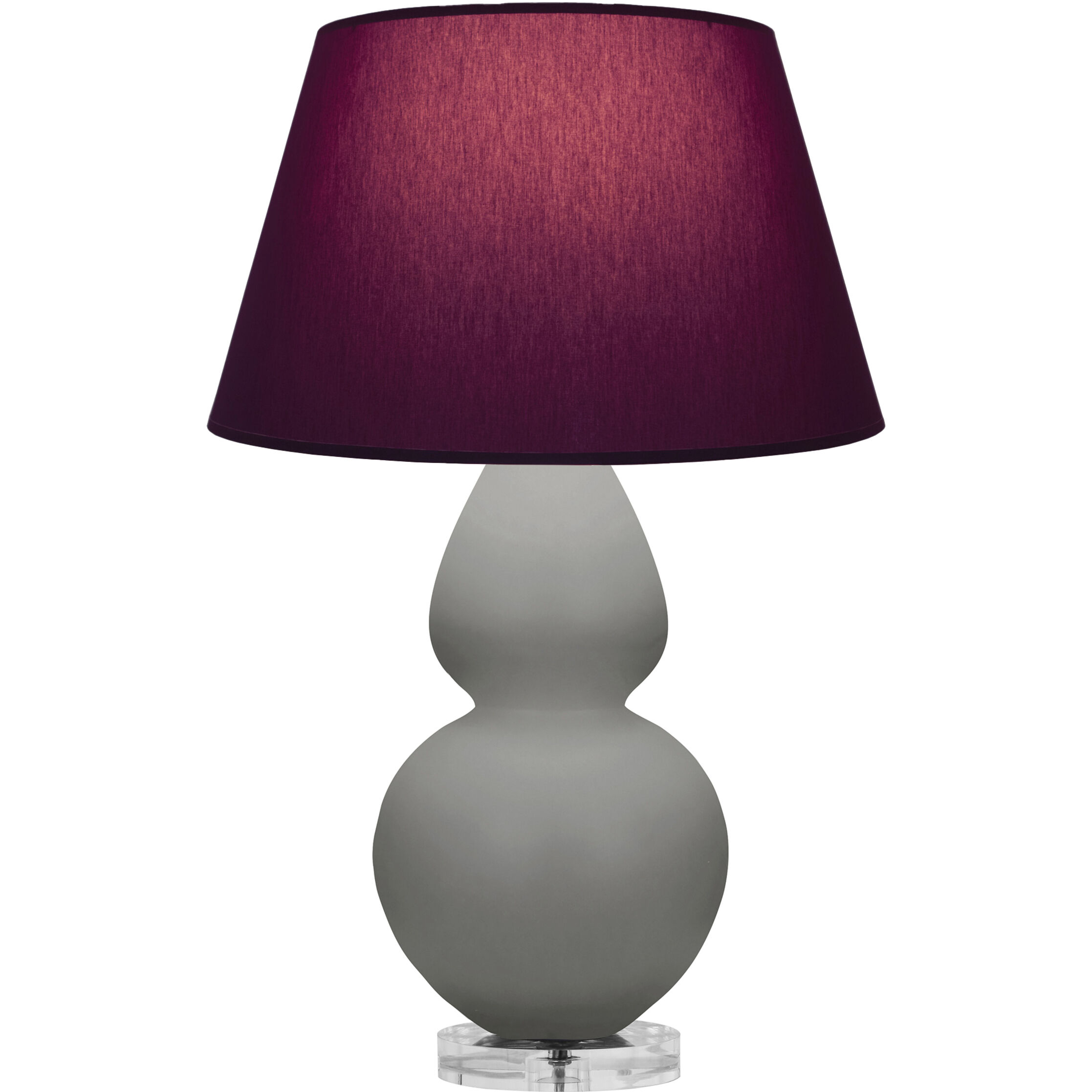 Double Gourd 30 inch 150 watt Matte Smokey Taupe Glazed Ceramic with Lucite Base Table Lamp Portable Light in Matte Smoky Taupe, Plum with Lavender