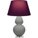 Double Gourd 30 inch 150 watt Matte Smokey Taupe Glazed Ceramic with Lucite Base Table Lamp Portable Light in Matte Smoky Taupe, Plum with Lavender