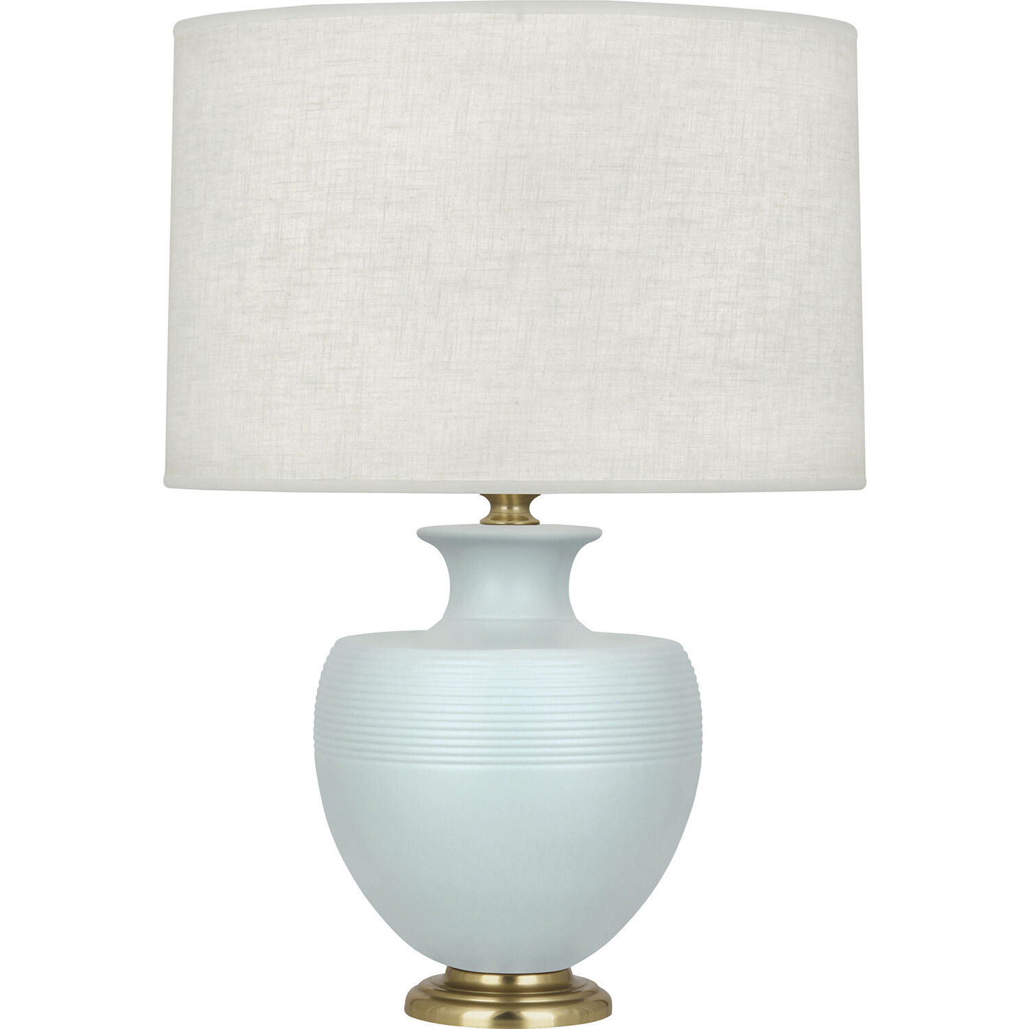 Michael Berman Atlas 25.25 inch 150 watt Matte Sky Blue Table Lamp Portable Light in Modern Brass