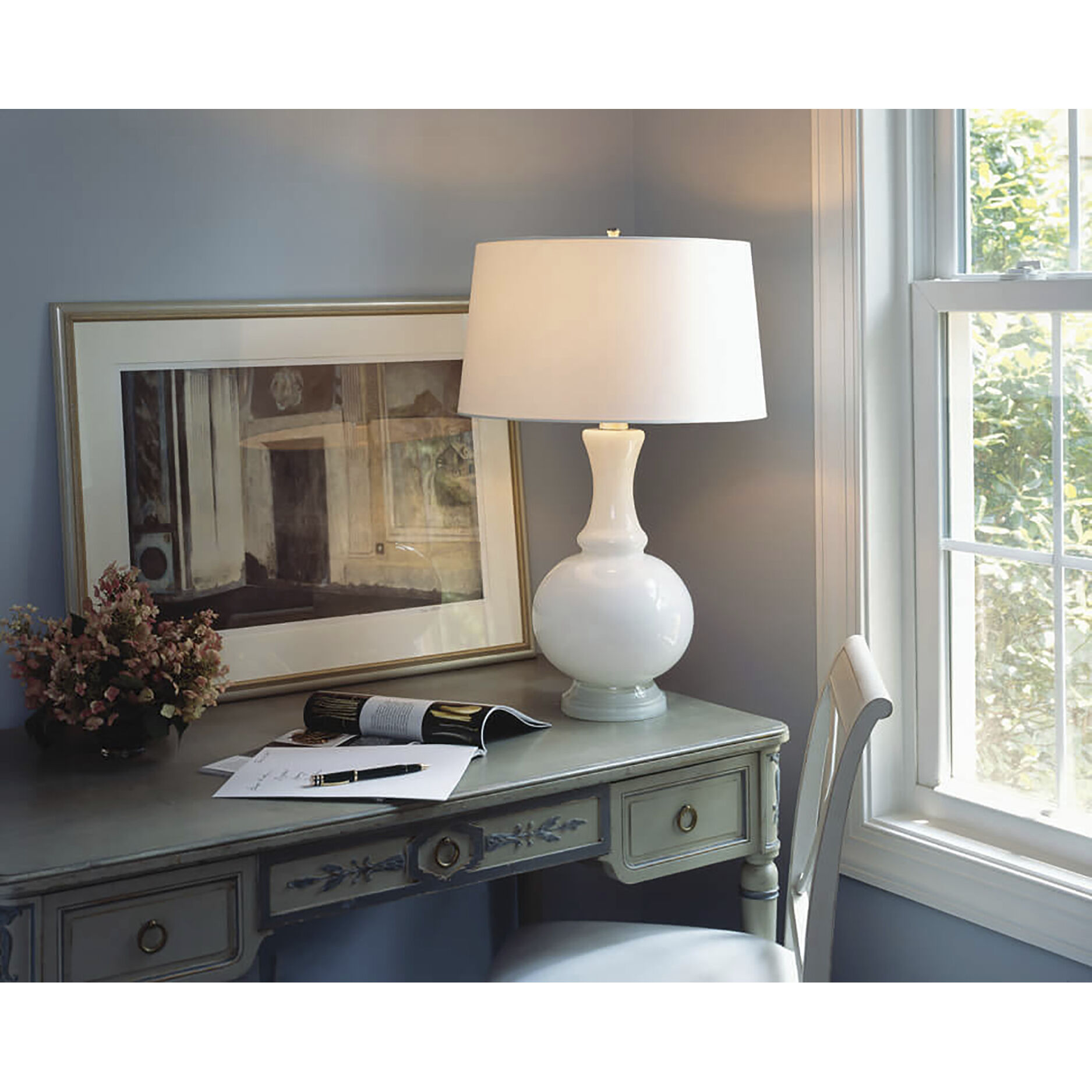 Glass Harriet 27 inch 150.00 watt White Glass Table Lamp Portable Light