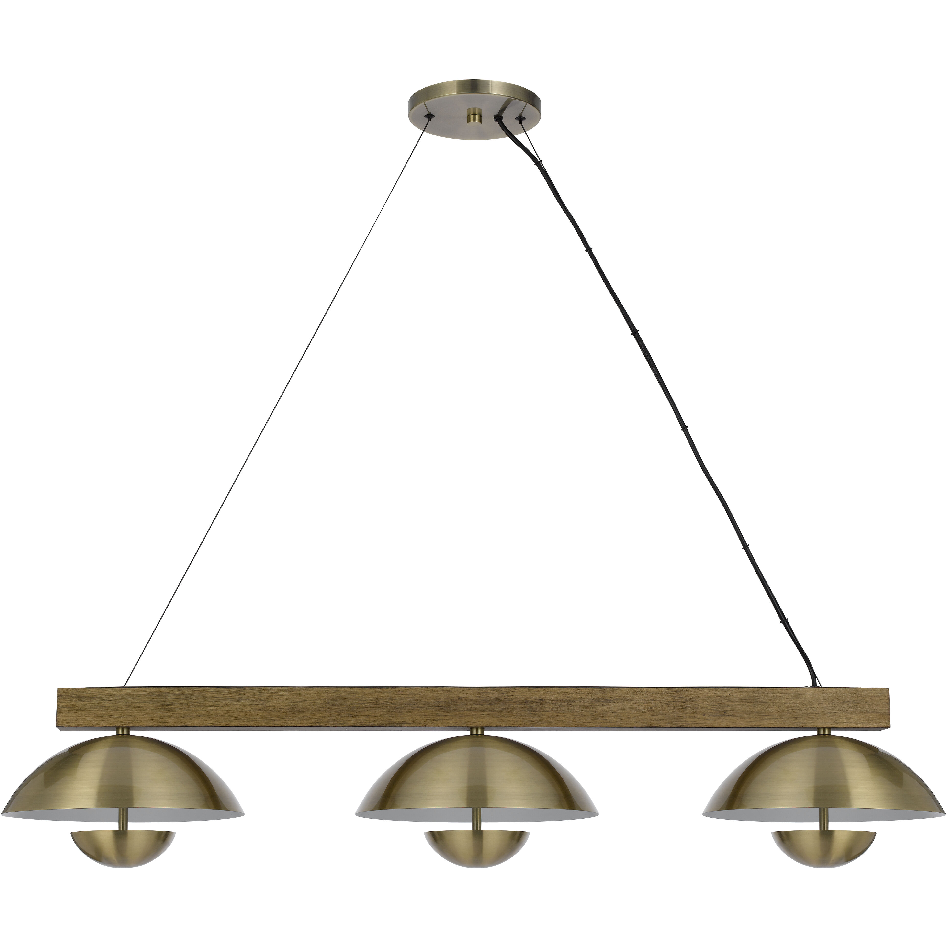 Lakeland LED 47 inch Antique Brass and Wood Island Pendant Ceiling Light
