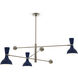 Clare 3 Light 55 inch Midnight Blue with Polished Nickel Pendant Ceiling Light