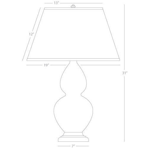 Double Gourd 31 inch 150 watt Sunset Yellow Glazed Ceramic with Antique Brass Table Lamp Portable Light in Pearl Dupioni