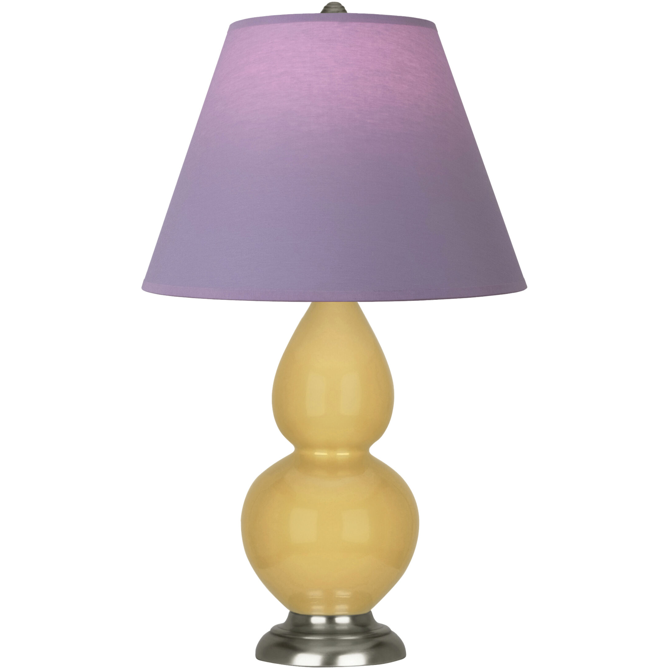 Small Double Gourd 22.75 inch 150 watt Sunset Glazed Ceramic with Antique Silver Accent Lamp Portable Light in Sunset Yellow, Lavender with Plum
