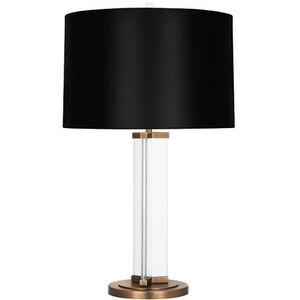Fineas 29 inch 150 watt Clear Glass with Aged Brass Table Lamp Portable Light in Black With White