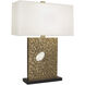 Goliath 27.38 inch 100.00 watt Antiqued Modern Brass Table Lamp Portable Light in Pearl Dupioni