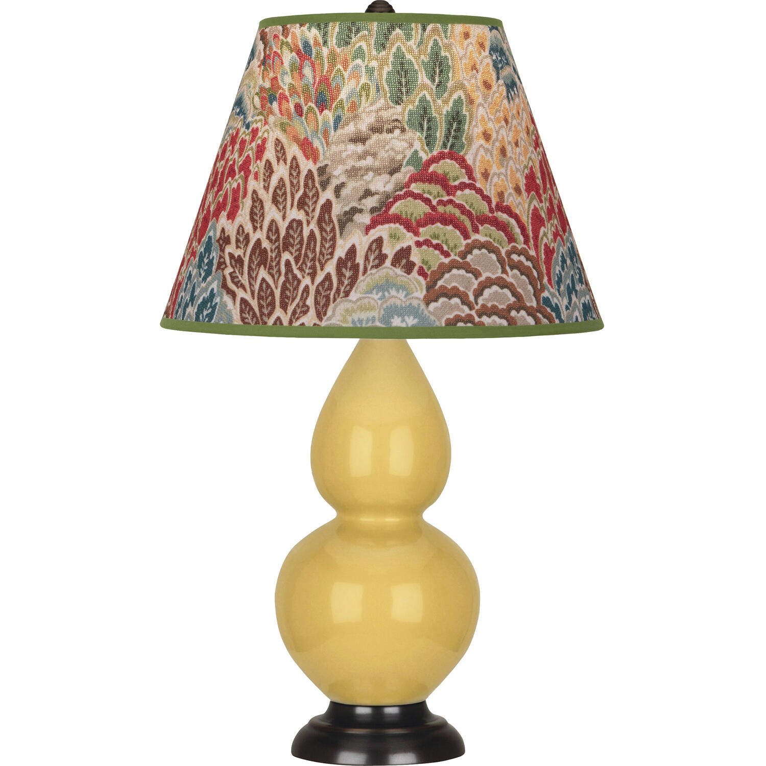 Small Double Gourd 22.75 inch 150.00 watt Sunset Yellow Glazed Ceramic with Deep Patina Bronze Accent Lamp Portable Light in Fall Floral