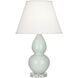 Small Double Gourd 22 inch 150.00 watt Celadon Glazed Ceramic with Lucite Base Accent Lamp Portable Light in Pearl Dupioni