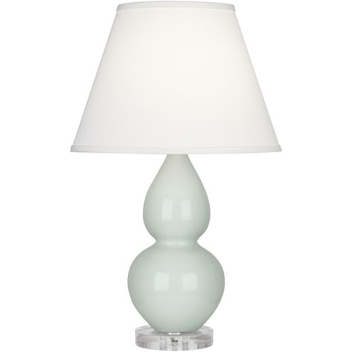 Small Double Gourd 22 inch 150.00 watt Celadon Glazed Ceramic with Lucite Base Accent Lamp Portable Light in Pearl Dupioni