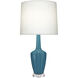 Small Emma 30 inch 150 watt Peacock Glazed Ceramic with Polished Nickel and Lucite Accent Lamp Portable Light