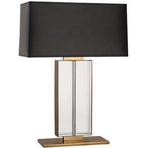 Sloan 28 inch 100 watt Lead Crystal with Aged Brass Table Lamp Portable Light in Black With Matte Gold