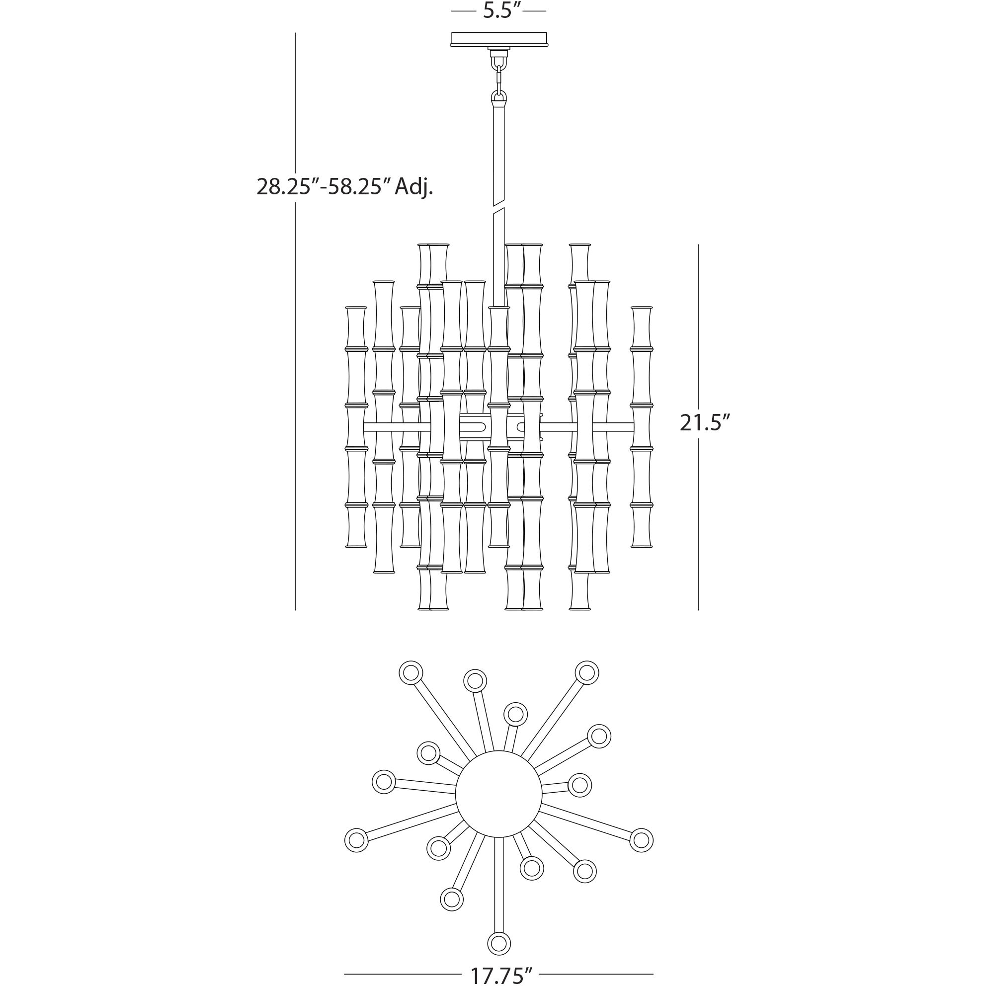 Kane 30 Light 17.75 inch Daisy with Modern Brass Chandelier Ceiling Light