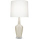 Small Emma 30 inch 150 watt Bone Glazed Ceramic with Polished Nickel and Lucite Accent Lamp Portable Light