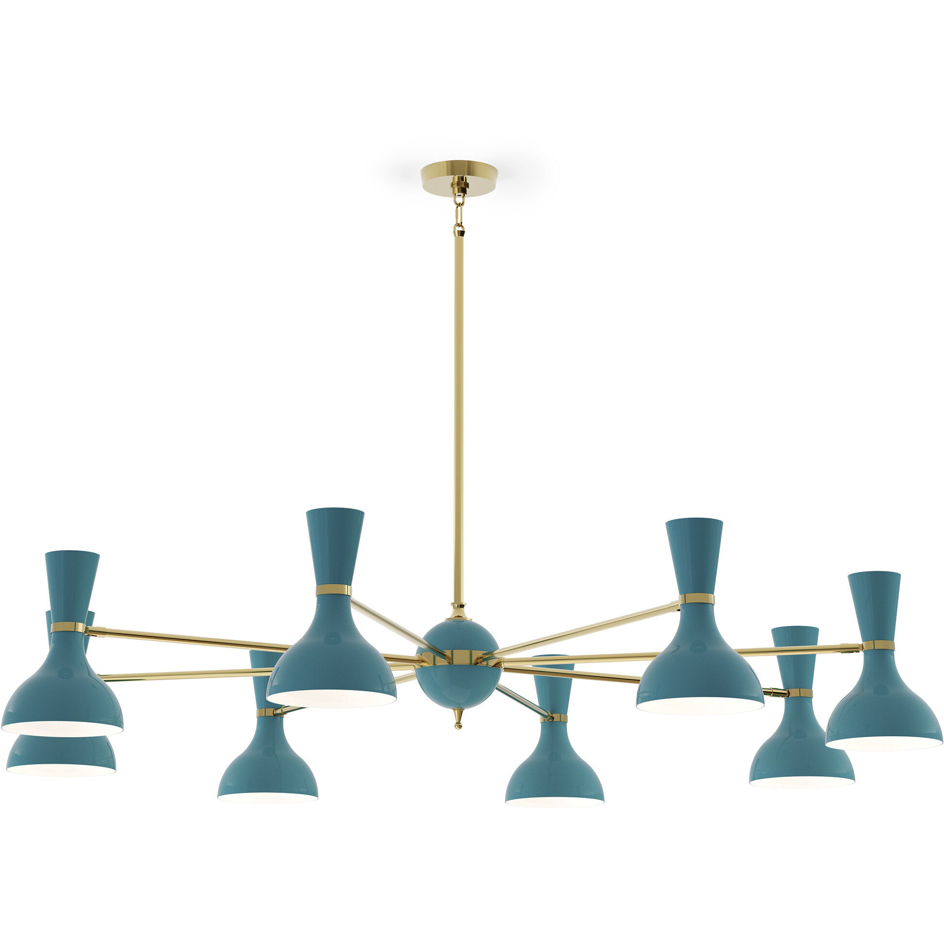 Clare 8 Light 57 inch Modern Brass Chandelier Ceiling Light in Peacock