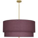 Decker 3 Light 30 inch Modern Brass Pendant Ceiling Light in Vintage Wine