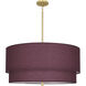 Decker 3 Light 30 inch Modern Brass Pendant Ceiling Light in Vintage Wine
