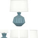 Small Orion 17.63 inch 60 watt Matte Steel Blue Table Lamp Portable Light, Polished Nickel Accents