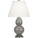 Small Double Gourd 22.75 inch 150.00 watt Smokey Taupe Glazed Ceramic Accent Lamp Portable Light in Smoky Taupe, Pearl Dupioni