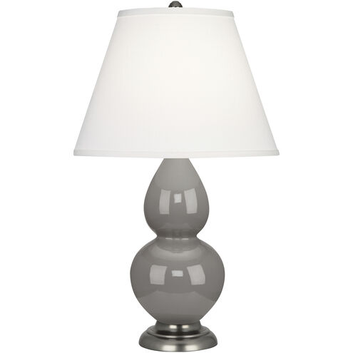 Small Double Gourd 22.75 inch 150.00 watt Smokey Taupe Glazed Ceramic Accent Lamp Portable Light in Smoky Taupe, Pearl Dupioni