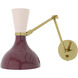 Clare 1 Light 7 inch Sugar Plum and Rose Water with Modern Brass Adjustable Armed Wall Sconce Wall Light