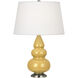 Small Triple Gourd 24.38 inch 150.00 watt Sunset Yellow Accent Lamp Portable Light in Antique Silver