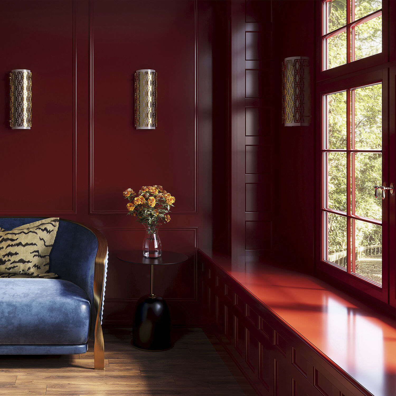 Marcel LED 6 inch Modern Brass ADA Wall Sconce Wall Light in Frosted Cased White Glass, Geometric Framing