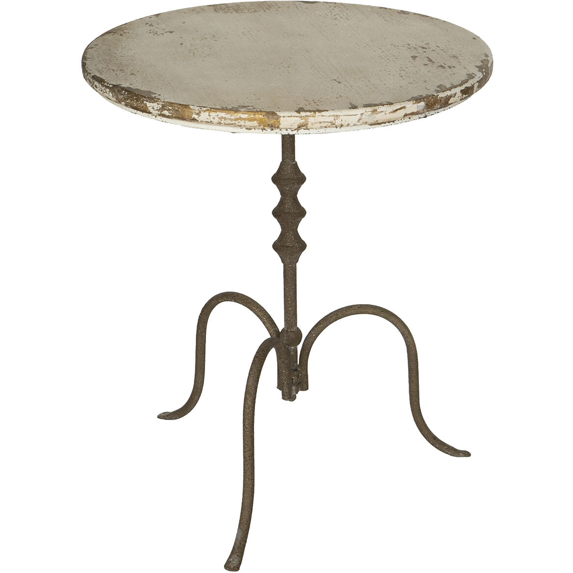 Anita 27.6 X 23.6 inch Distressed White/Gold/Bronze Side Table