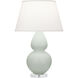Double Gourd 30 inch 150 watt Matte Celadon Glazed Ceramic with Lucite Base Table Lamp Portable Light in Pearl Dupioni