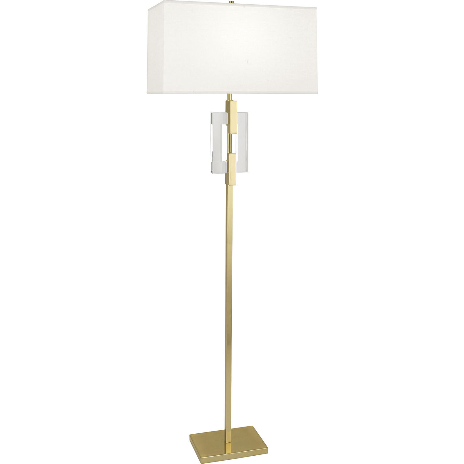 Lincoln 63 inch 150 watt Modern Brass Floor Lamp Portable Light in Pearl Dupioni