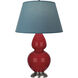 Robert Abbey Double Gourd 31 inch 150.00 watt Ruby Red Glazed Ceramic with Antique Silver Table Lamp Portable Light in Bright Blue with Gray RR22B - Open Box
