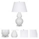 Double Gourd 30 inch 150 watt Lily Glazed Ceramic with Lucite Base Table Lamp Portable Light in Pearl Dupioni