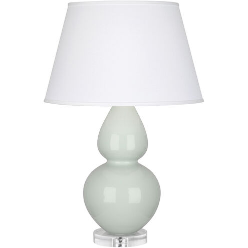 Double Gourd 30 inch 150.00 watt Celadon Glazed Ceramic with Lucite Base Table Lamp Portable Light in Pearl Dupioni