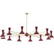 Clare 12 Light 76 inch Modern Brass Chandelier Ceiling Light in Oxblood