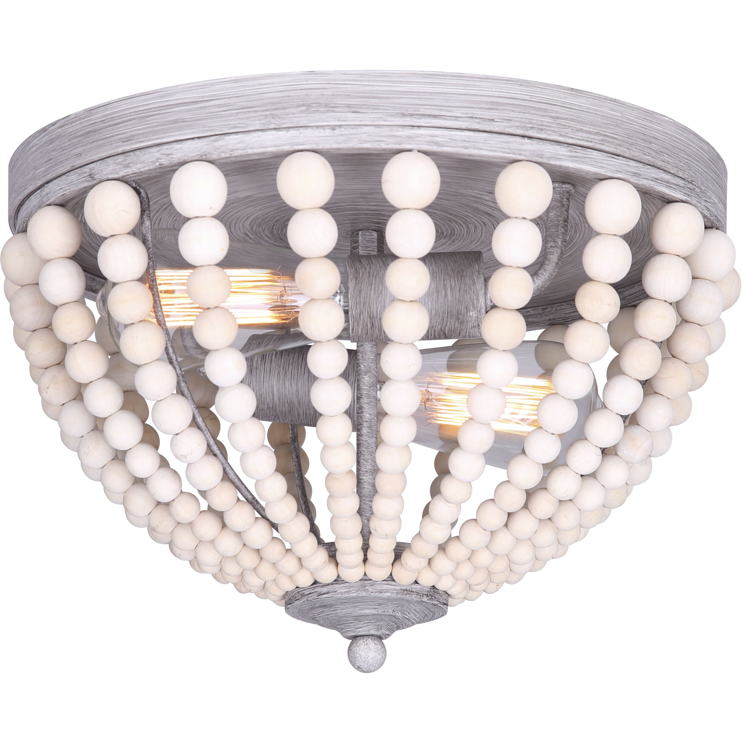 Madison 2 Light 13 inch Grey Metal and Wood Flush Mount Ceiling Light