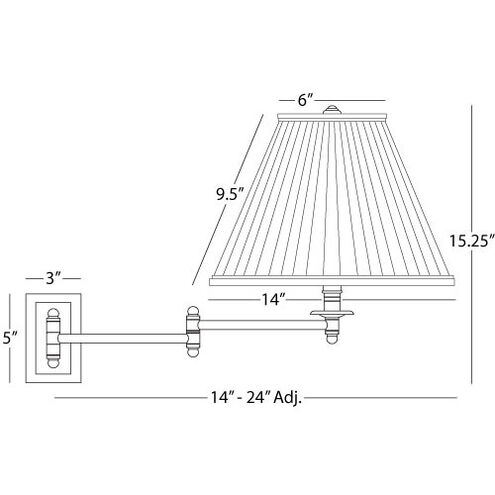 Kinetic 14 inch 150.00 watt Deep Patina Bronze Wall Swinger Wall Light in Natural Side Pleat