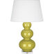 Triple Gourd 33 inch 150 watt Citron Table Lamp Portable Light in Lucite