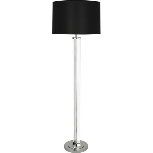 Fineas 65 inch 150 watt Clear Glass with Polished Nickel Floor Lamp Portable Light in Black With White