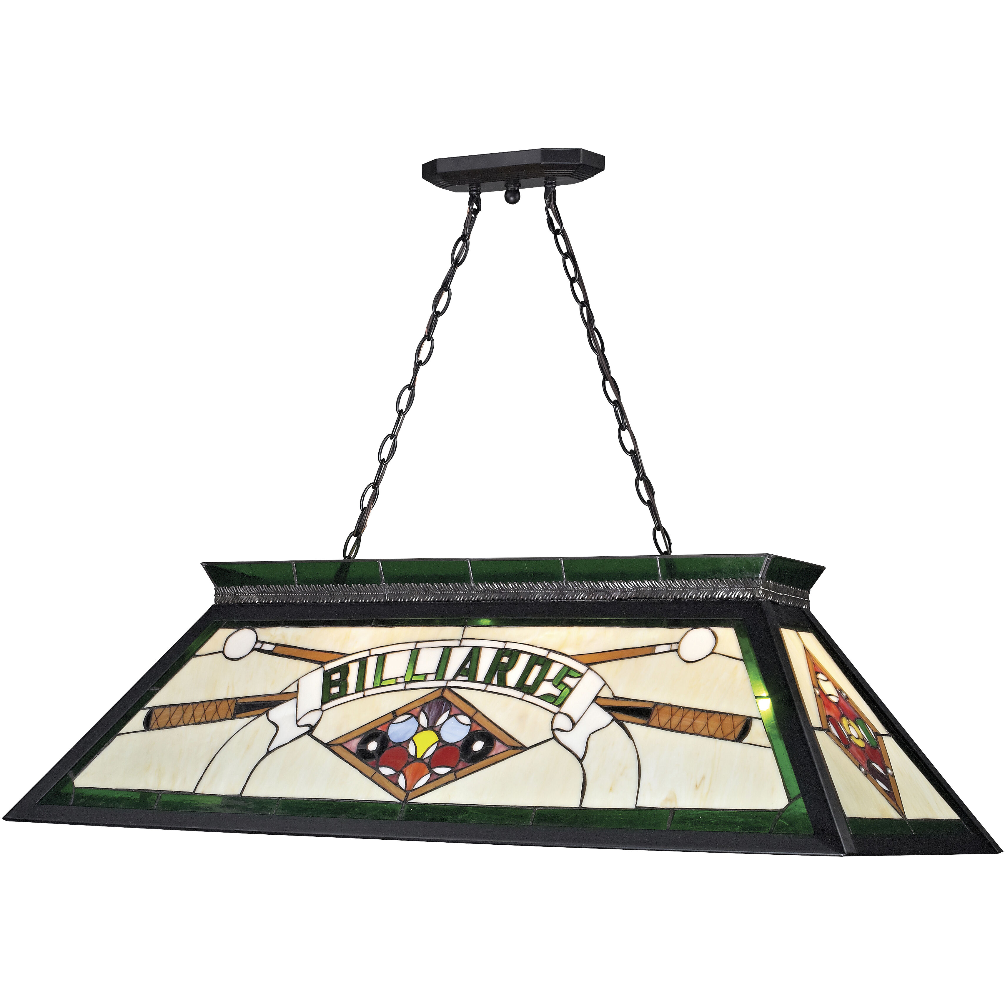 Tiffany Billiard 4 Light 43.75 inch Matte Black Billiard Ceiling Light