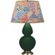 Double Gourd 31 inch 150.00 watt Jungle Glazed Ceramic with Antique Natural Brass Table Lamp Portable Light in Spring Floral
