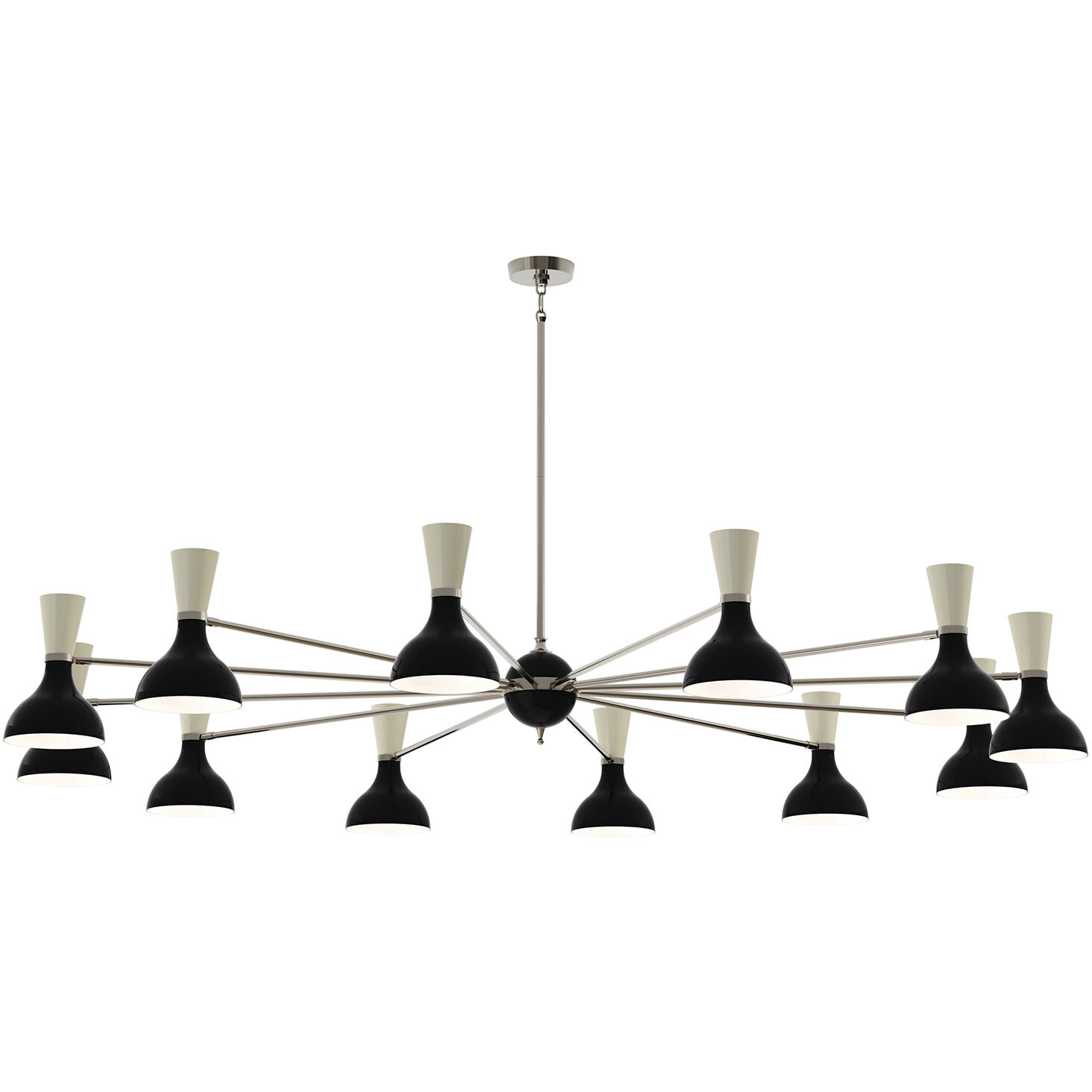 Clare LED 76 inch Polished Nickel Chandelier Ceiling Light in Obsidian and Bone