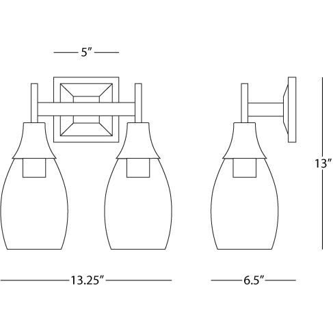 Grace 2 Light 13.13 inch Modern Brass Wall Sconce Wall Light