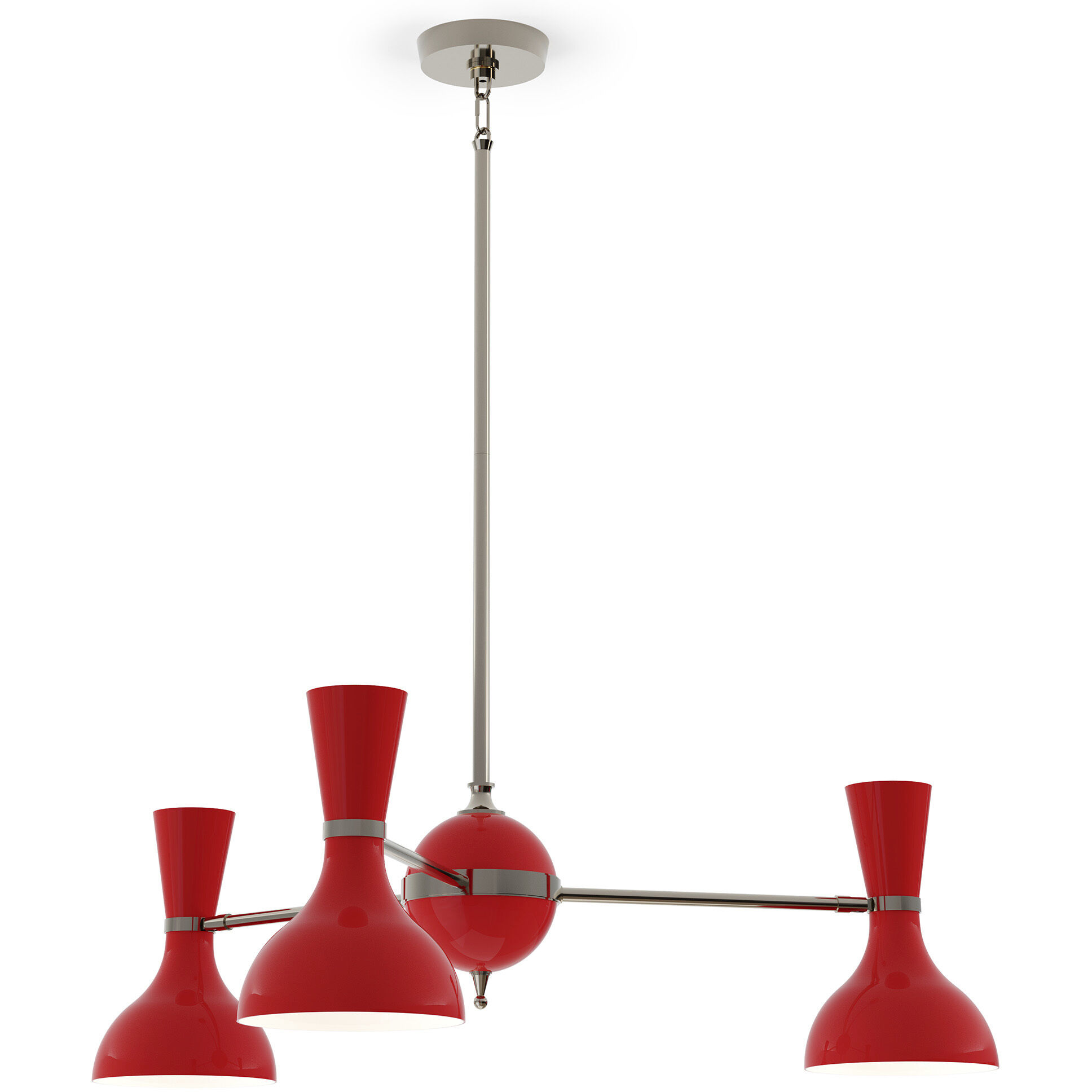 Clare 3 Light 27.75 inch Polished Nickel Chandelier Ceiling Light in Ruby Red