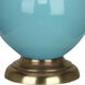 Double Gourd 31 inch 150 watt Egg Blue Glazed Ceramic with Antique Natural Brass Table Lamp Portable Light in Pearl Dupioni